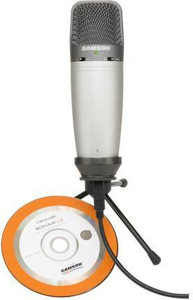 Samson C03U - wielko-membranowy mikrofon pojemnościowy, 3 charakterystyki, 16-bit, 44.1/48kH, srebrny, oprogramowanie Cakewalk Sonar LE, statyw biurkowy, kabel usb