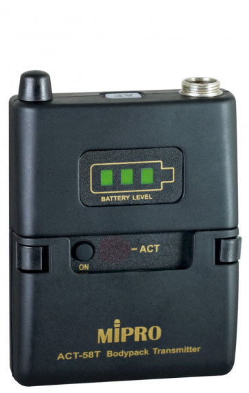 ‌MIPRO ACT 58 T - Cyfrowy nadajnik bodypack ISM 5,8 GHz, zasilany standardowymi bateriami AA