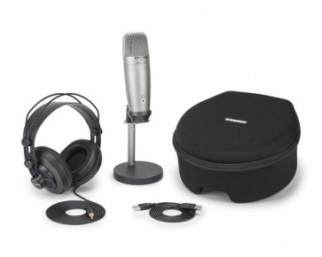 Samson C01U Pro Recording/Podcast - zestaw mikrofon USB-C01U + statyw stołowy + słuchawki studyjne SR850 + opakowanie transportowe