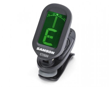 ‌Samson Ct260V Clip-On Tuner (Vertical display), stroik z czujnikiem piezo, strojenie chromatyczne, gitara, bas i inne, wyświetlacz LCD w pionie, bateria CR2032 w zestawie