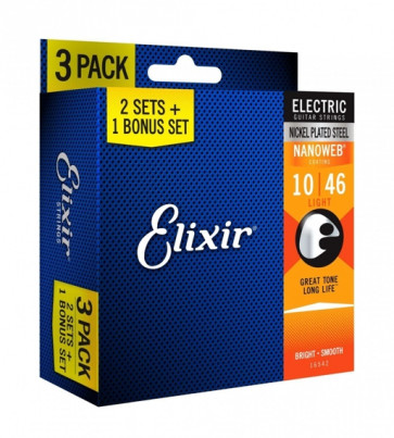 Elixir 16542 Light (10-46 ) NW - potrójny zestaw strun do gitary elektrycznej