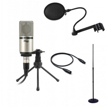 IK Multimedia iRig Mic Studio XLR + Statyw + Pop filtr + kabel 3m