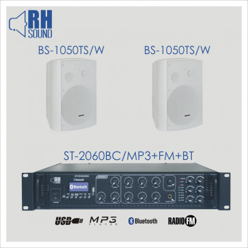 RH SOUND ST-2060BC/MP3+FM+BT + 2x BS-1050TS/W - nagłośnienie naścienne