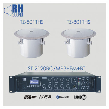 RH SOUND ST-2120BC/MP3+FM+BT + 2x TZ-801THS - nagłośnienie sufitowe