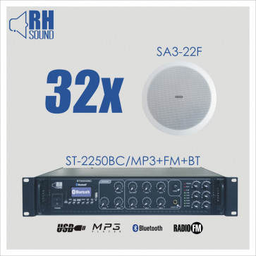 RH SOUND ST-2250BC/MP3+FM+BT + 32x SA3-22F - nagłośnienie sufitowe