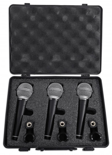 Samson R21 Pack3 - 3 uniwersalne mikrofony dynamiczne, kardioida, pozłacane styki XLR, walizka transportowa