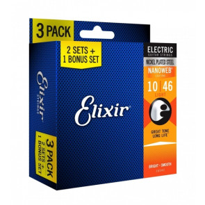 Elixir 16542 Light (10-46 ) NW - potrójny zestaw strun do gitary elektrycznej