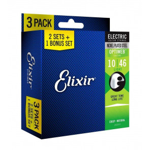 Elixir 16552 Optiweb Light - potrójny zestaw strun do gitary elektrycznej 10-46 