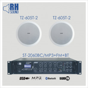 RH SOUND ST-2060BC/MP3+FM+BT + 2x TZ-605T-2 - nagłośnienie sufitowe
