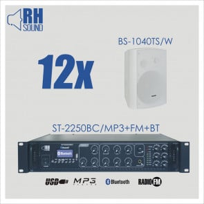 RH SOUND ST-2250BC/MP3+FM+BT + 12x BS-1040TS/W - nagłośnienie naścienne