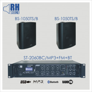 RH SOUND ST-2060BC/MP3+FM+BT + 2x BS-1050TS/B - nagłośnienie naścienne