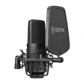 BOYA BY-M800 - wielko-membranowy mikrofon pojemnościowy z solidną metalową obudową.