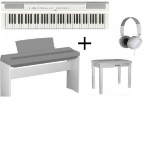 ‌Yamaha P-121WH - pianino cyfrowe + statyw + siedzisko + słuchawki Yamaha HPH-100 WH