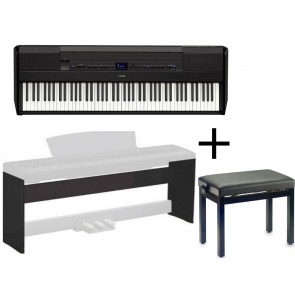 Yamaha P-515B - pianino cyfrowe czarne + statyw + siedzisko