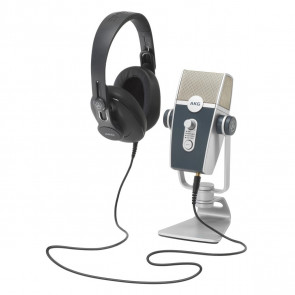 AKG Podcaster Essentials Kit - Zestaw narzędzi do produkcji audio: mikrofon AKG Lyra USB i słuchawki AKG K371