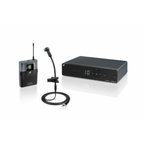 ‌Sennheiser XSW 1-908-A - mikrofon bezprzewodowy dla instrumentalistów, w szczególności instrumentów dętych. Zakres częstotliwości: 548-572 MHz.