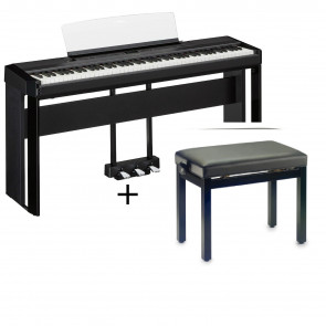 Yamaha P-515B - pianino cyfrowe czarne + statyw + siedzisko + pedał