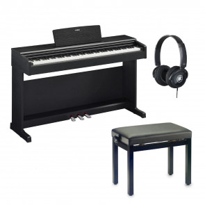 Yamaha YDP-145 B‌ + Ława do pianina + HPH-100 - pianino cyfrowe, czarne + ława + słuchawki