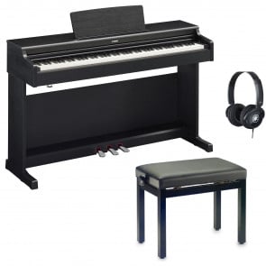‌Yamaha YDP-165B + Ława + HPH-100b - pianino cyfrowe, czarne + Ława + słuchawki