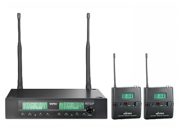 MIPRO ACT-312B/ACT-32T*2 (5NB) - Two-channel wireless diversity system with two bodypack transmitters, ACT function, 1/2-Rack