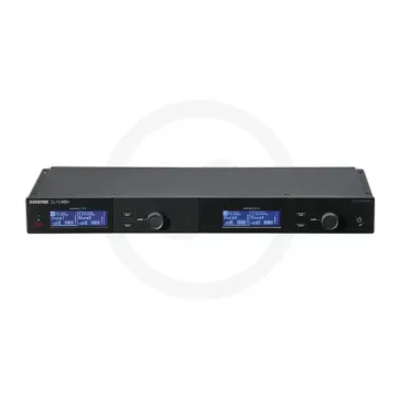 Shure SLXD4Q+ quad-channel digital receiver 470-606 MHz, black, front view