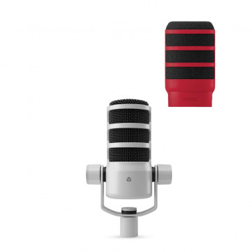 Rode PodMic USB White - Dynamic microphone + Rode ws-14 Red for Free 