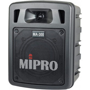 ‌MIPRO MA-300SB (UHF) - Przenośny system nagłośnieniowy z 5" wooferem, wzmacniacz w klasie D 60W, jednokanałowy odbiornik UHF (wbudowany player USB, Bluetooth, akumulator)