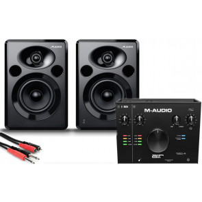 Alesis Elevate 5 MkII studio monitors + M-Audio AIR 192/4 + cables - full set