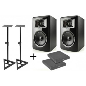 JBL 306P MKII - Powered 6" Two-Way Studio Monitor PAIR + STAND + ISOLATION PADS