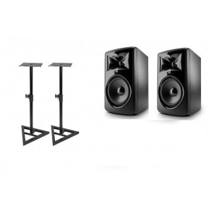 JBL 308P MKII - Powered 8" Two-Way Studio Monitor PAIRS + STANDS