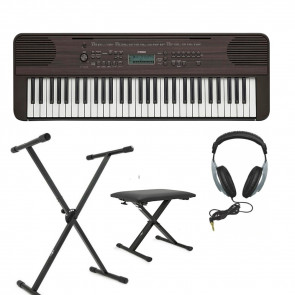 Yamaha PSR-E360 DW - Digital Keyboard maple + STAND + THRONE + HEADPHONES