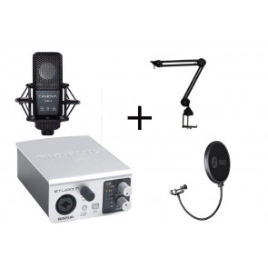 ‌MIDIPLUS- STUDIO M + CKMOVA SAS-2 + SSQ POP1 + CKMOVA SXM-3 - USB / Audio interface + ramie mikrofonowe + POP filtr + mikrofon pojemnościowy
