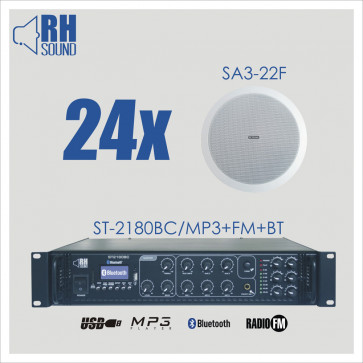 RH SOUND ST-2180BC/MP3+FM+BT + 24x SA3-22F - nagłośnienie sufitowe