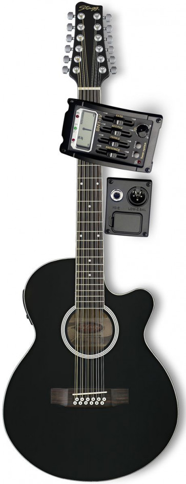 Stagg SW 206 CETU/12 BK - Elektroakustische Gitarre, 12 Saiten