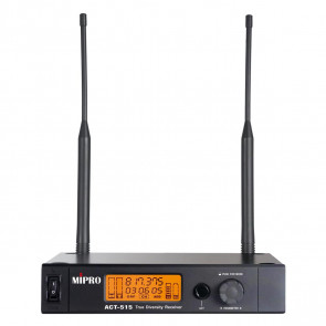 ‌MIPRO ACT-515 (5NB) - Analog UHF true diversity receiver (1-channel receiver system), 9.5" metal housing, LCD display, ACT function, external switching power supply