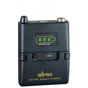 ‌MIPRO ACT58T - Cyfrowy nadajnik bodypack ISM 5,8 GHz, zasilany standardowymi bateriami AA
