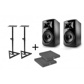 JBL 308P MKII - Angetriebener 8 "Zwei-Wege-Studiomonitor PAIRS + STANDS + ISOLATION PADS