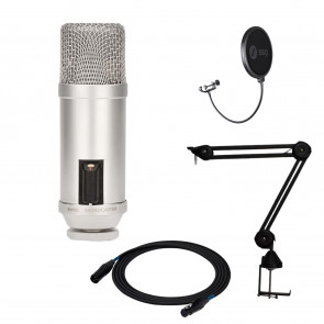 RODE Broadcaster - Kondensatormikrofon + Mikrofon-Gelenkarm + Pop filter + kabel 3m 