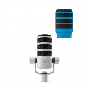 Rode PodMic USB White - Dynamisches Podcast-Mikrofon + Rode ws-14 Blue Gratis !!!