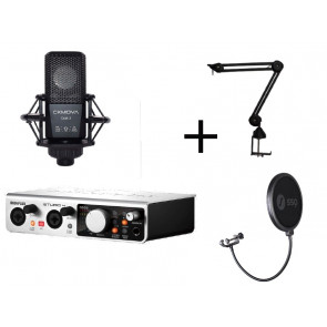 ‌MIDIPLUS- STUDIO 4 + CKMOVA SAS-2 + SSQ POP1 + CKMOVA SXM-3 - USB Audio Interface + ramie mikrofonowe + POP filtr + mikrofon pojemnościowy